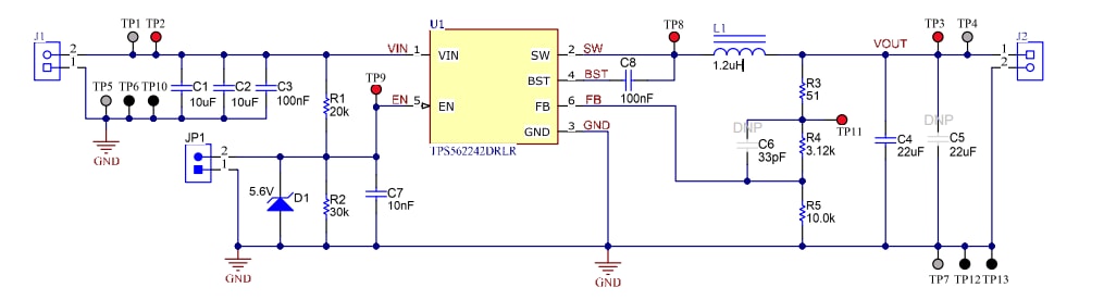 Schematic - Texas Instruments TPS562242EVM Evaluation Module